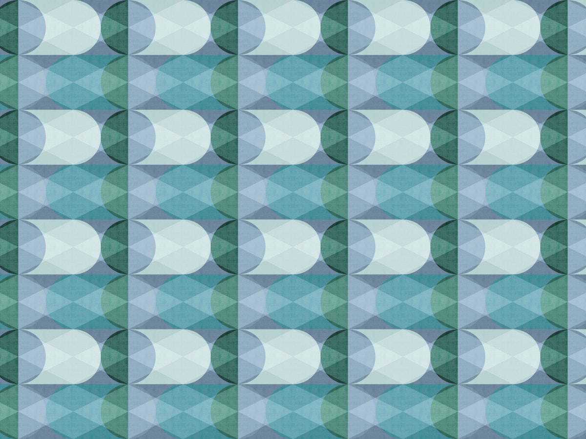 Art Deco Geo Circles Teal Sage Wall Mural | Happywall - Peel and Stick