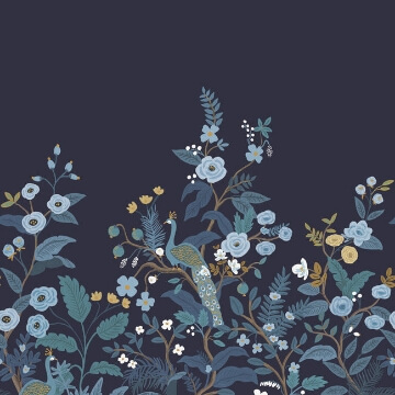 Peacock Murale- Navy