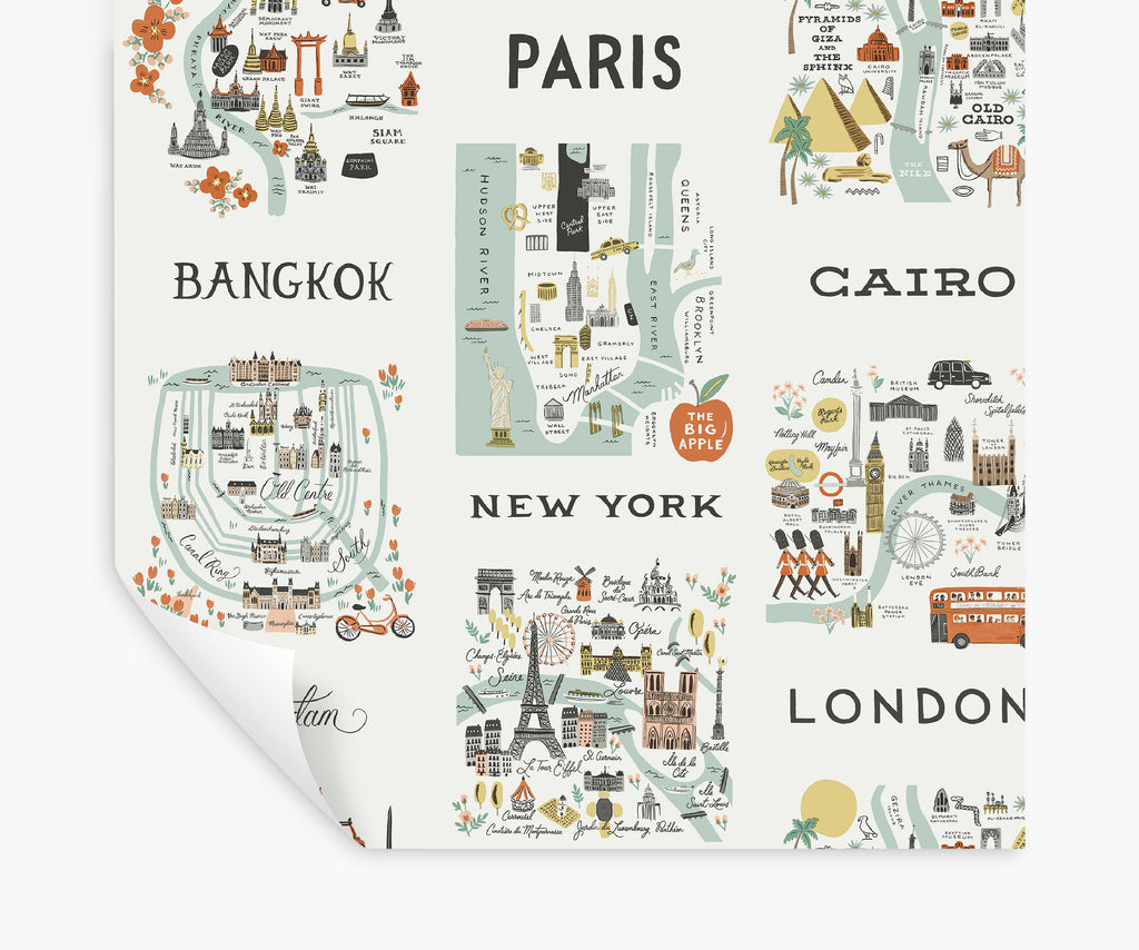 City Maps Peel & Stick Papier peint - Mint