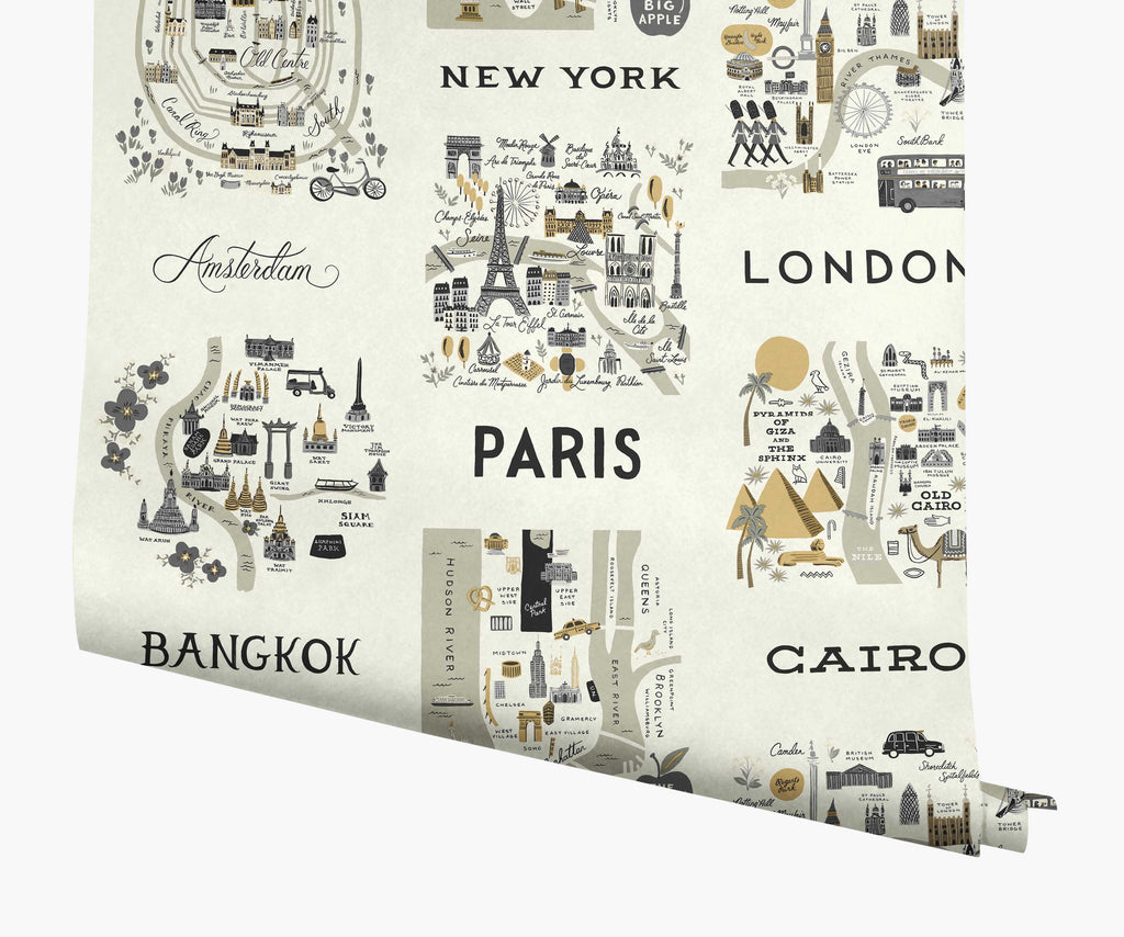City Maps Papier peint - Grey & Gold
