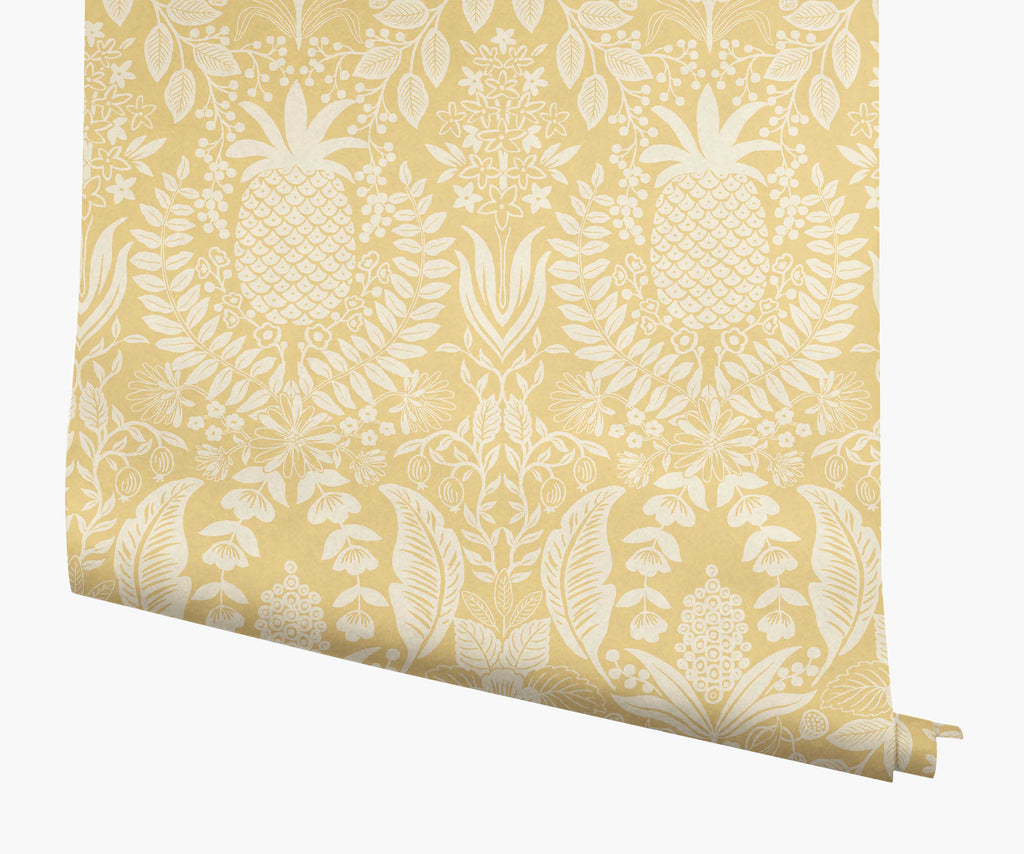 Pineapple Damask Papier peint - Yellow