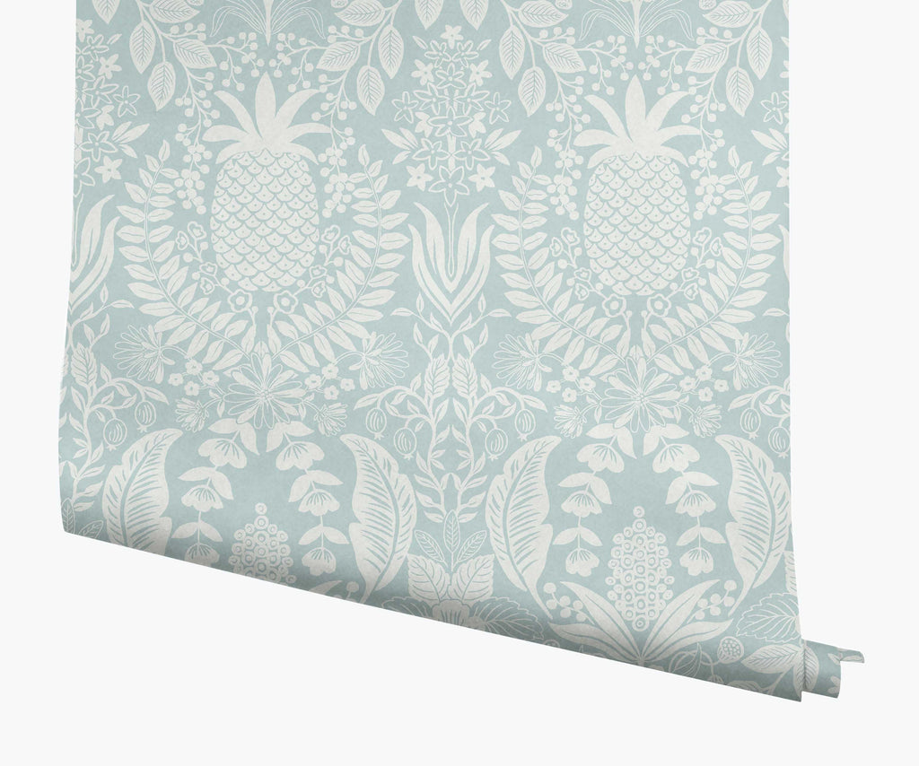 Pineapple Damask Papier peint - Light Blue