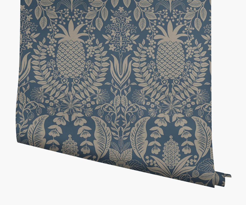 Pineapple Damask Papier peint - Navy