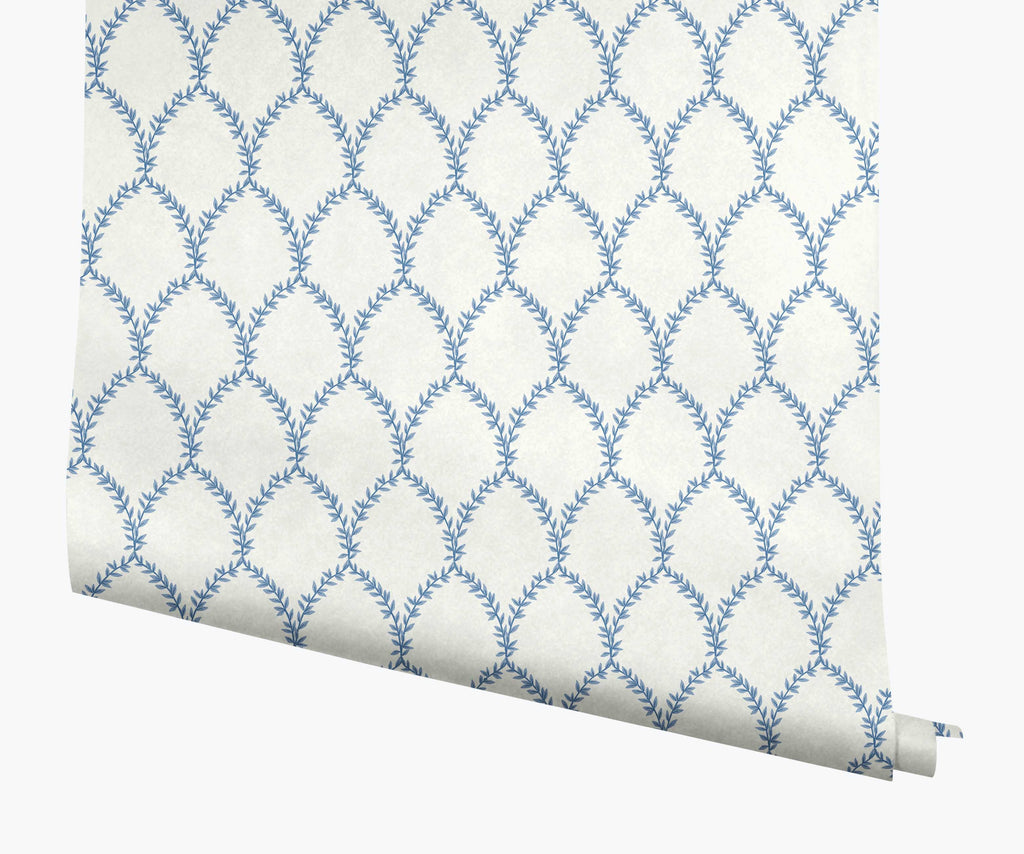 Laurel Papier peint - Blue & White