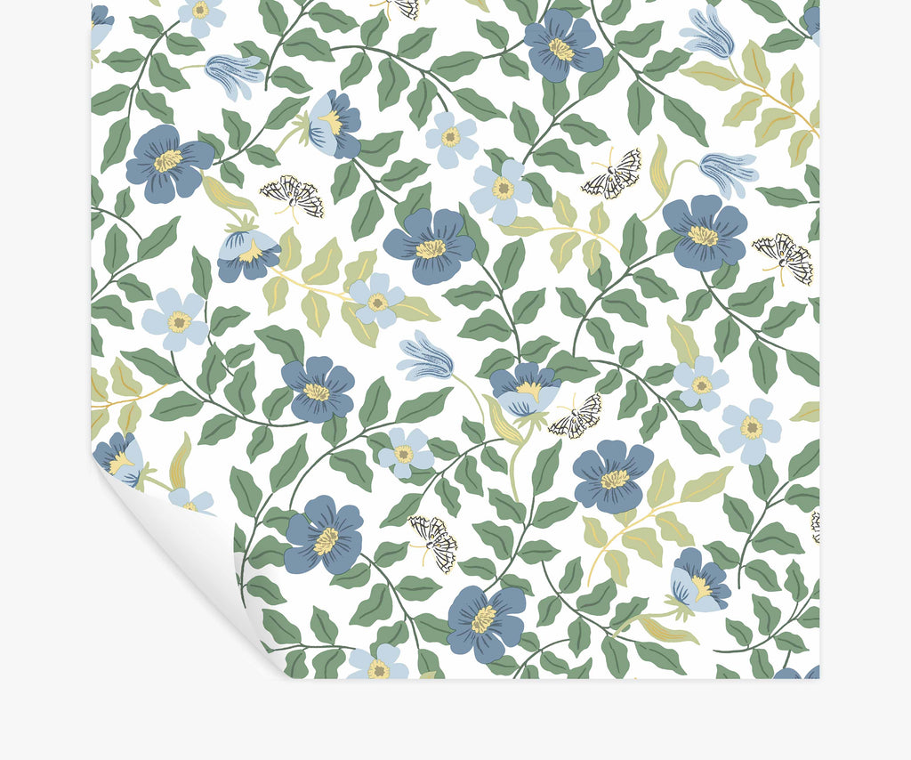 Primrose Peel & Stick Papier peint - Blue & Cream