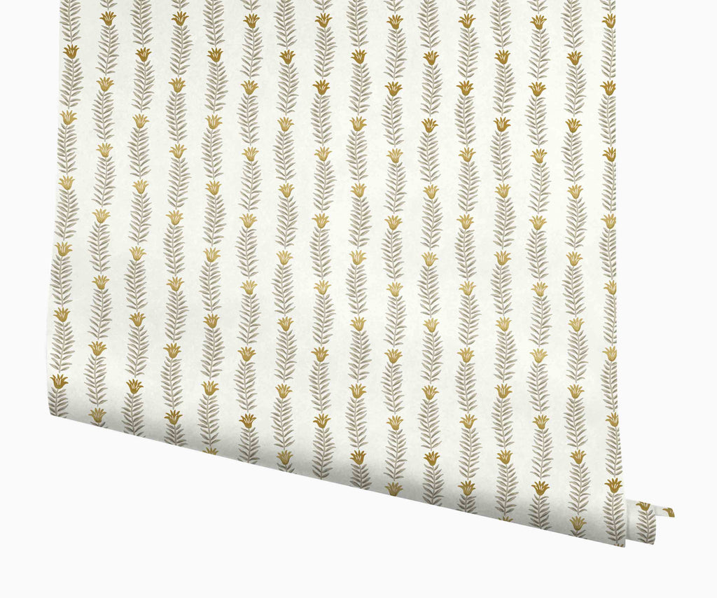 Eden Papier peint - White & Metallic Gold