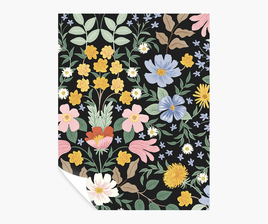 Bramble Garden Peel & Stick Papier peint Sample - Black