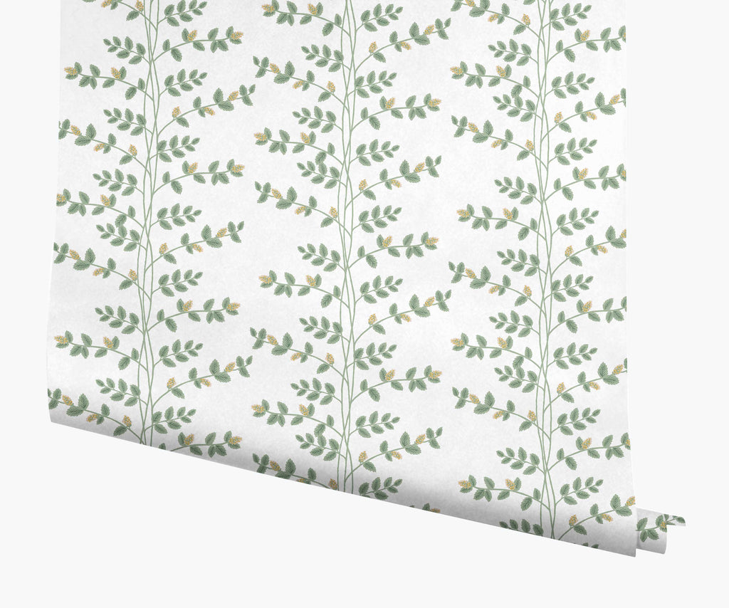 Climbing Vines Papier peint - White & Metallic Gold