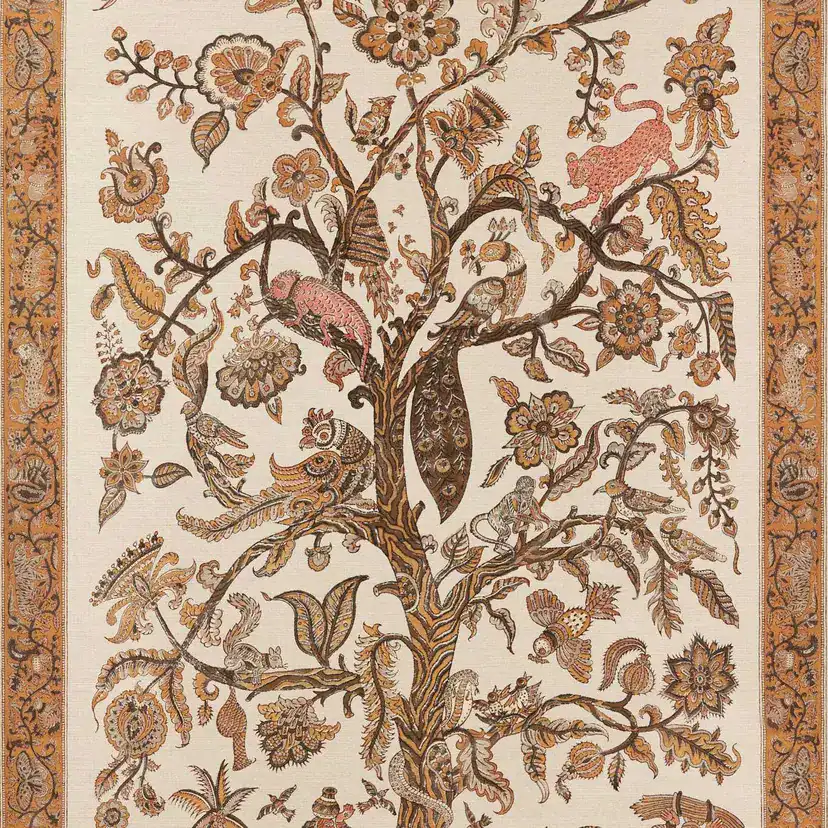 Tree of Life Spice Wallpaper by Zoffany — warm earth tone botanical wallpaper for living rooms, available at Empire Wallpaper Montréal
