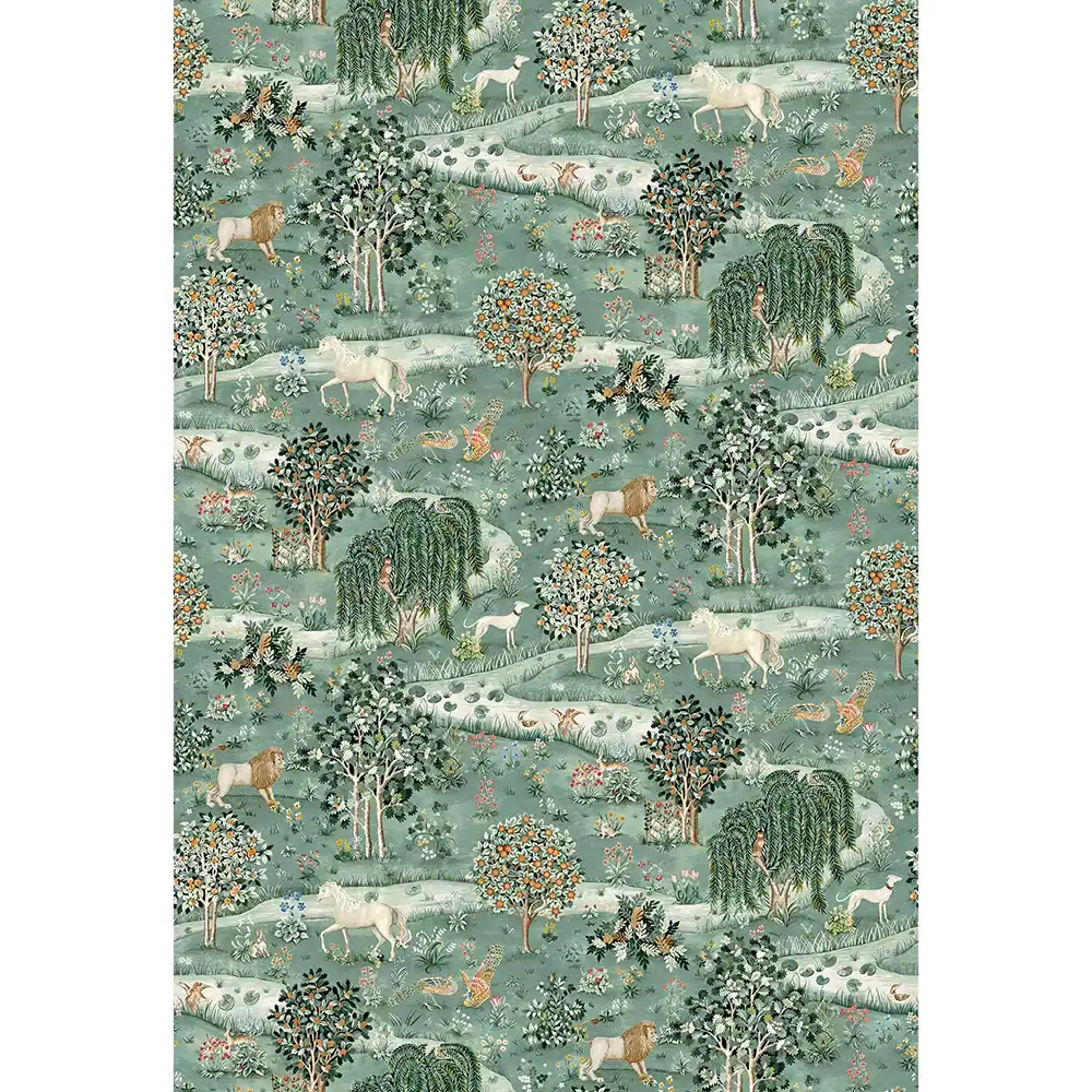 Owl and Willow Indigo Mural by Morris & Co — large scale illustrated wallpaper mural for living rooms, available at Empire Wallpaper Montréal