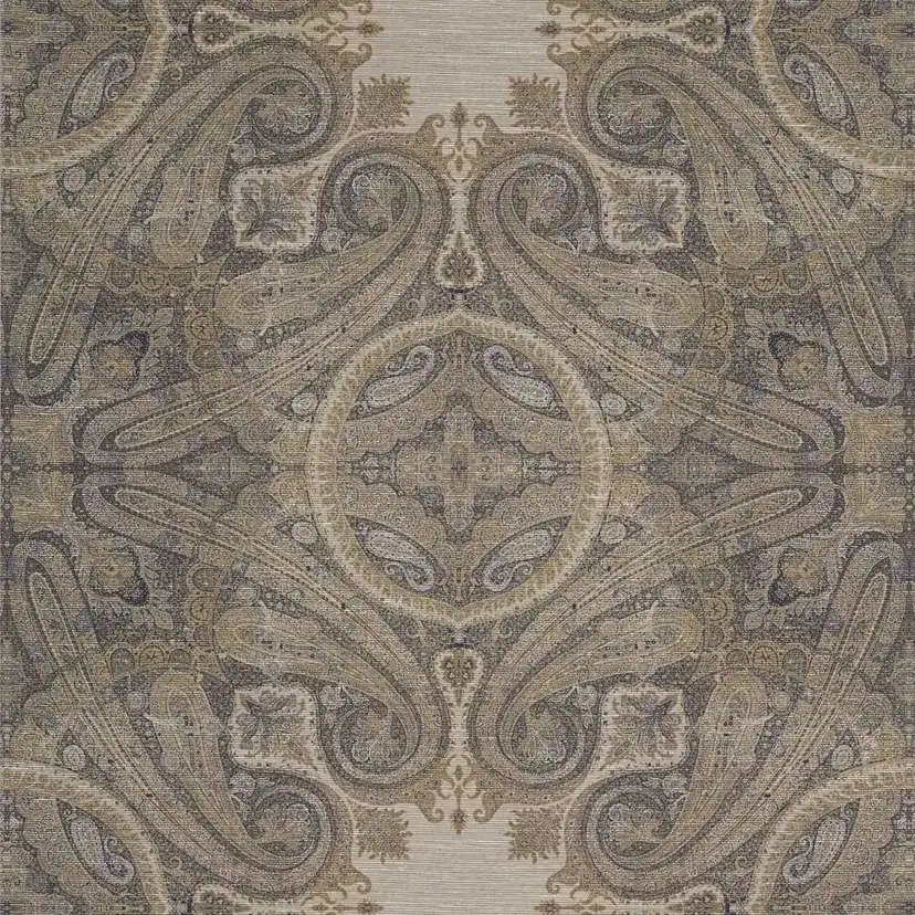 Elswick Paisley Blue Umber by Zoffany — tonal paisley wallpaper for living rooms, available at Empire Wallpaper Montréal