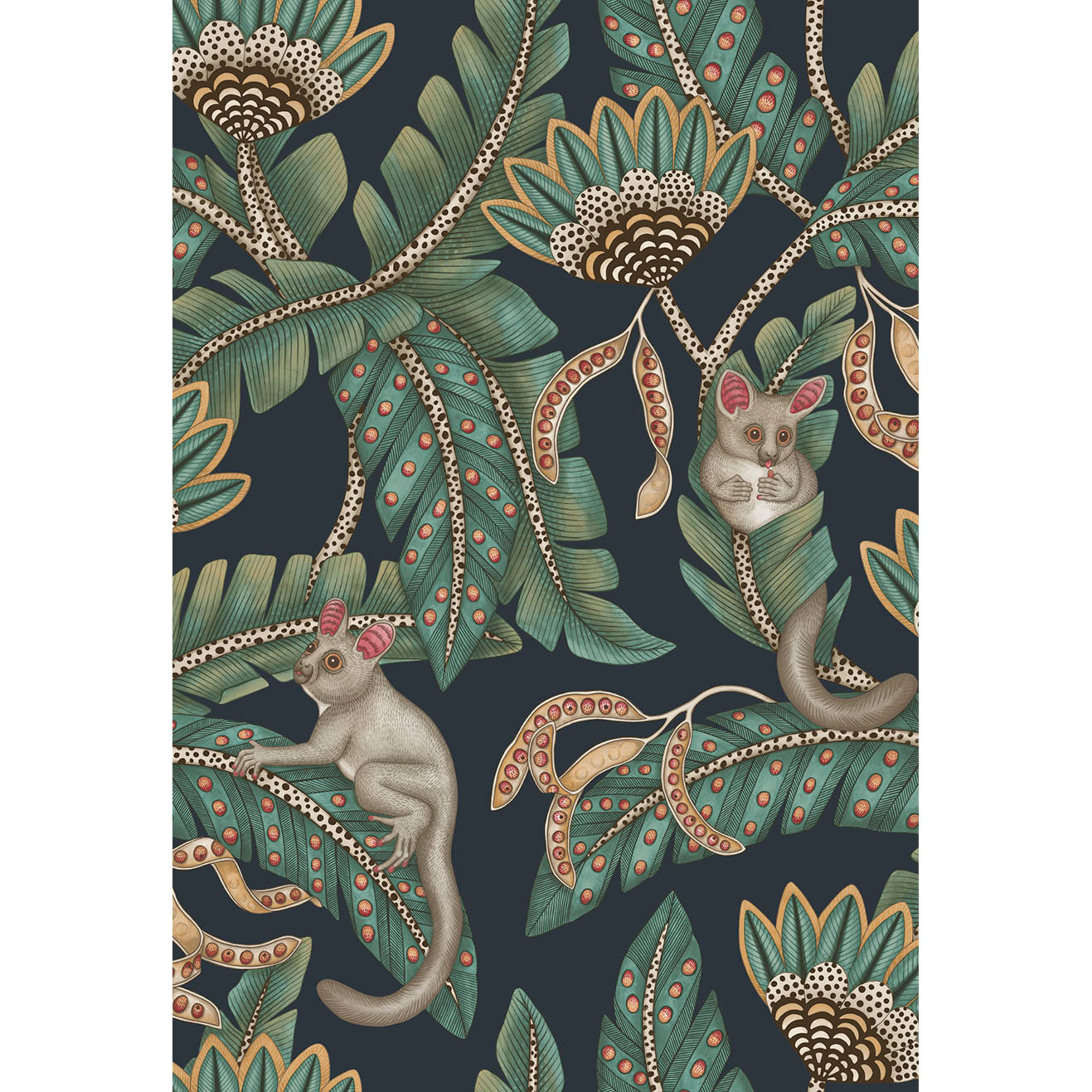 Bush Baby - Teal&Ochre/Ink