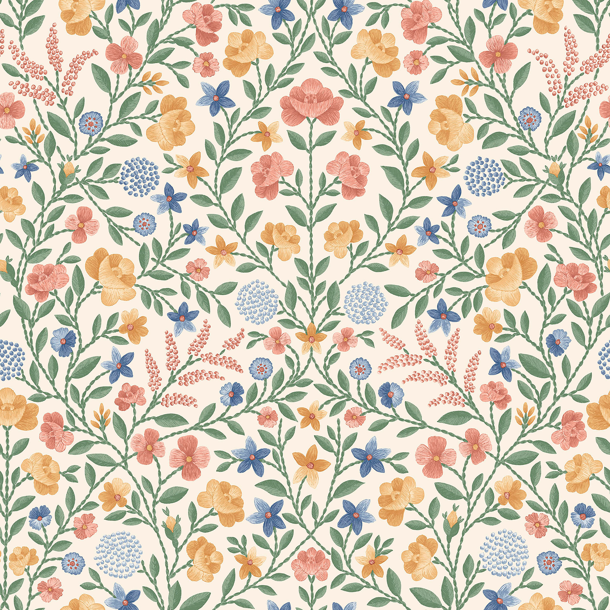 Court Embroidery - Coral
