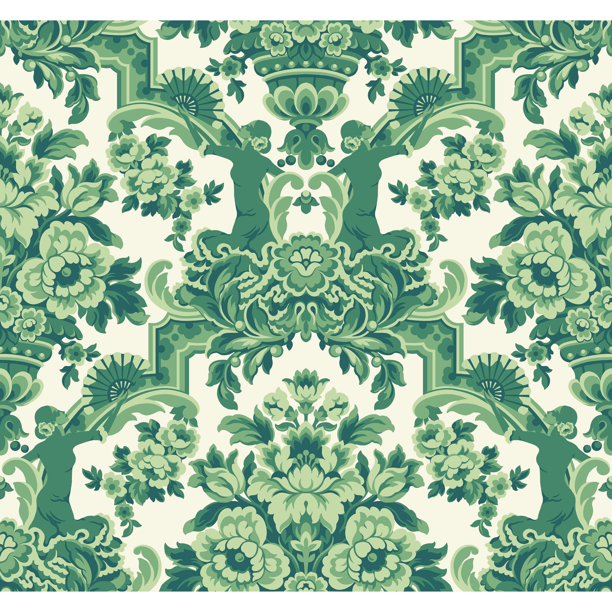 Lola - Forest Greens On White