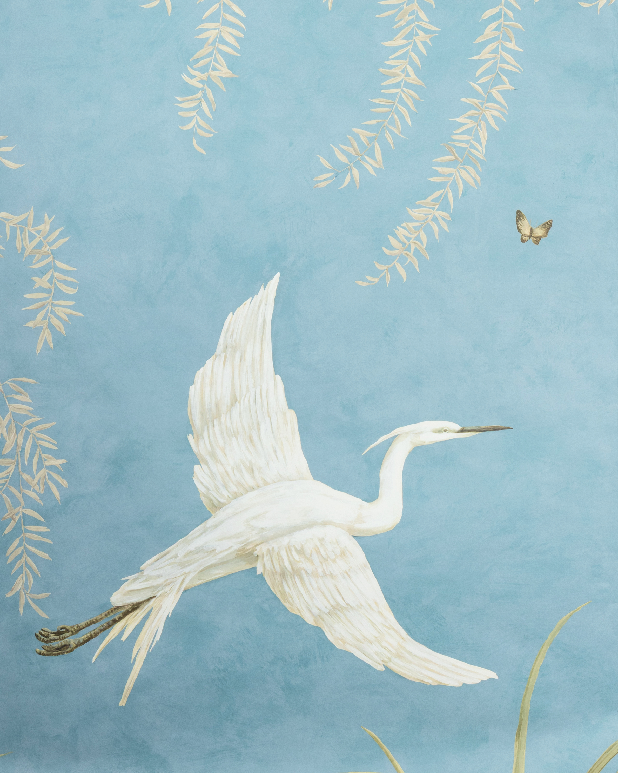 Egret Marsh Mural - Blue